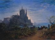 Karl friedrich schinkel Gothic Church on a Rock by the Sea oil on canvas